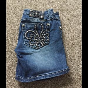 Miss Me Dark Blue Embellished Denim Shorts